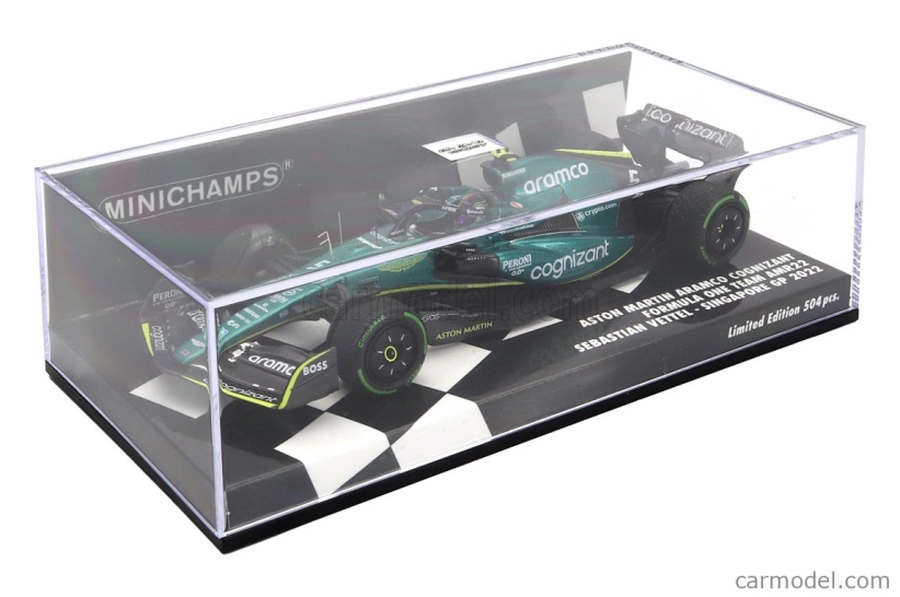 Minichamps Aston martin F1 Amr22 Team Aramco Cognizart N 5 8th Singapore GP 2022 Sebastian Vettel 1:43 Zelená čierna