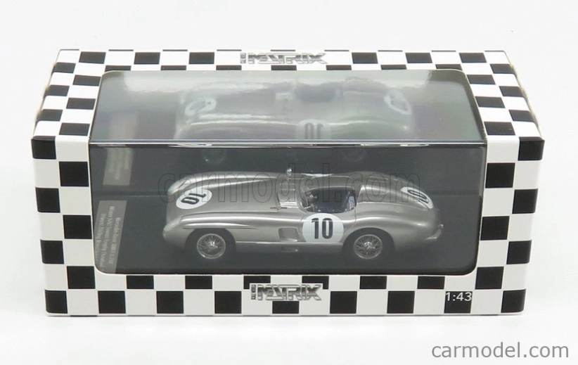 Modely v mierke Matrix Mercedes benz 300slr N 10 Rac Tt 1955 Moss - Fitch 1:43 Silver