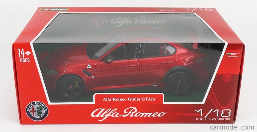 Bburago Alfa romeo Giulia Gtam 2020 1:18 Rosso Gta - Red Met