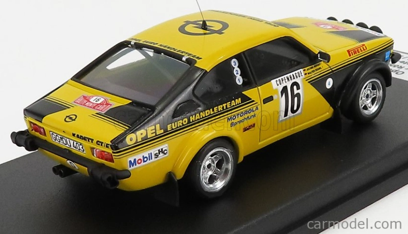 Trofeu Opel Kadett C Gt/e (nočná verzia) N 16 4th Rally Montecarlo 1976 Walter Rohrl - Jochen Berger 1:43 Žltá čierna