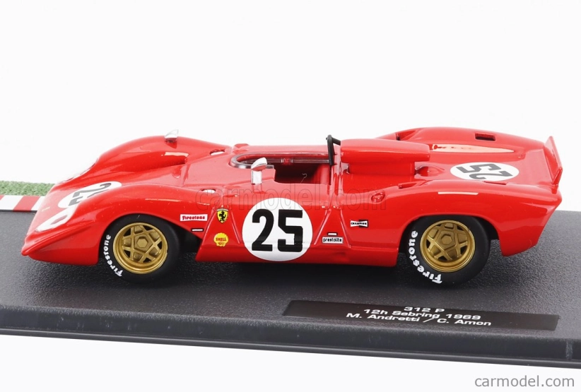 Edicola Ferrari 312p 3.0l Spider Team Sefac N 25 2. 12h Sebring 1969 Mario Andretti - Chris Amon 1:43 Červená