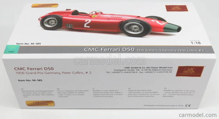Cmc Ferrari F1 D50 Long Nose N 2 German Gp 1956 Collins 1:18 Červeno-zelená