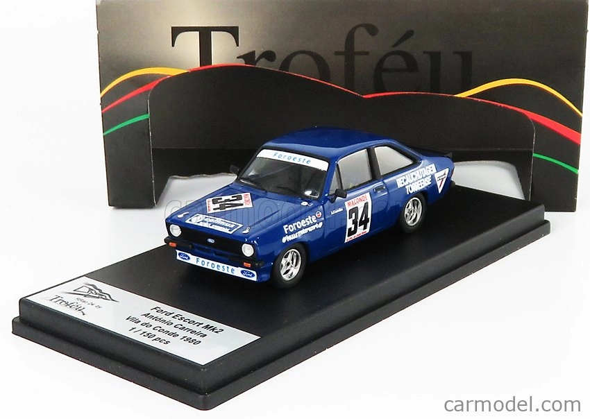 Trofeu Ford england Escort Mkii N 34 Rally Vila Do Conde 1980 A.carreira 1:43 Modrá