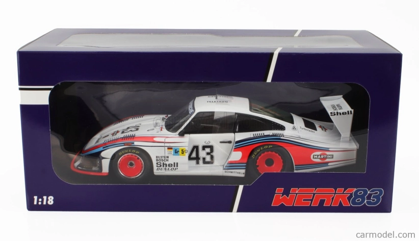 Werk83 Porsche 935/78 3.2l Turbo Moby Dick Team Martini Racing Porsche System N 43 24h Le Mans 1978 Rolf Stommelen - Manfred Schurti 1:18 Biela modrá červená