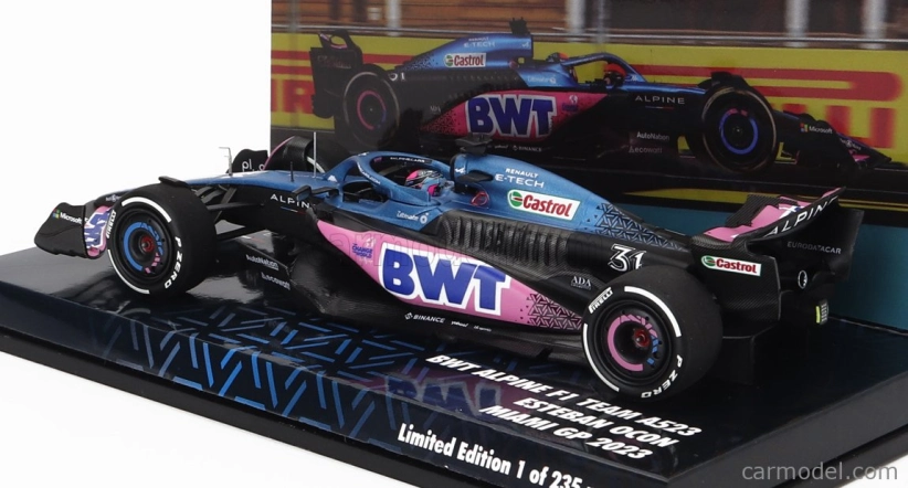 Minichamps Renault F1 A523 Team Bwt Alpine N 31 8th Miami GP 2023 Esteban Ocon 1:43 Blue Black Pink