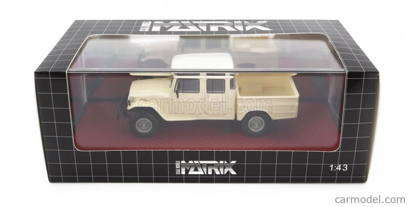 Modely v mierke Matrix Toyota Hj45 Land Cruiser Crew Cab Pick-up 1979 1:43 Cream White