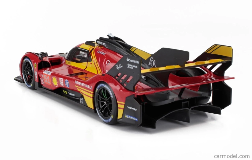 Bburago Ferrari 499p 3.0l Turbo V6 Team Ferrari Af Corse N 51 3rd 24h Le Mans 2024 Alessandro Pier Guidi - James Calado - Antonio Giovinazzi - Con Vetrina - With Showcase 1:18 Red