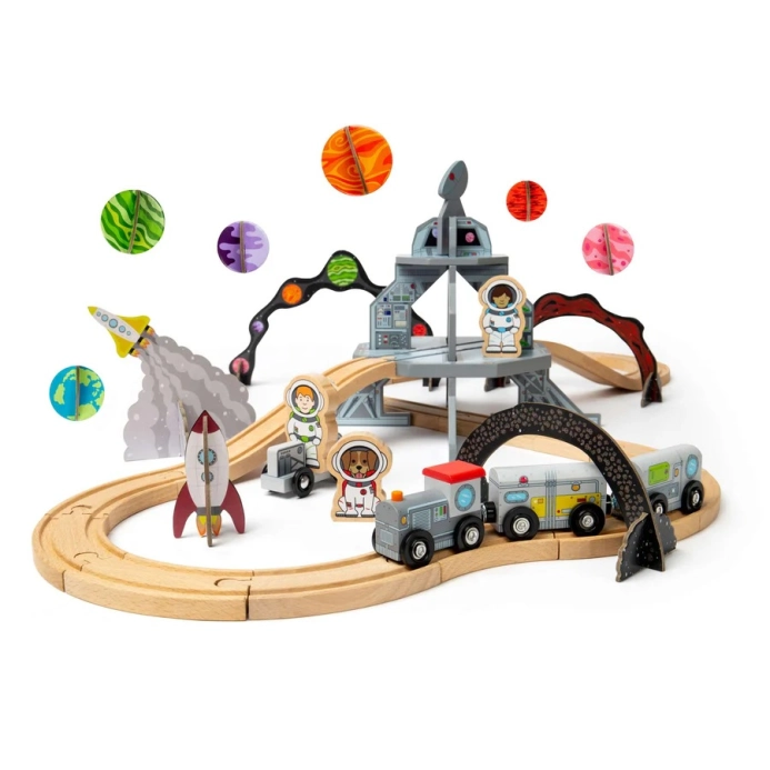 Bigjigs Rail Dřevěná vesmírná vláčkodráha