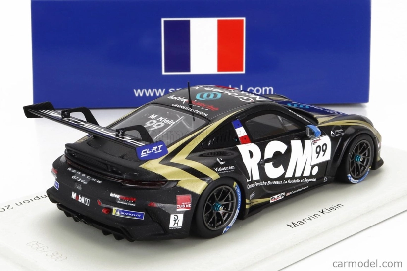 Spark-model Porsche 911 991-2 Gt3 Team Rcm N 99 Champion France Porsche Carrera Cup Season 2022 M.klein 1:43 Black