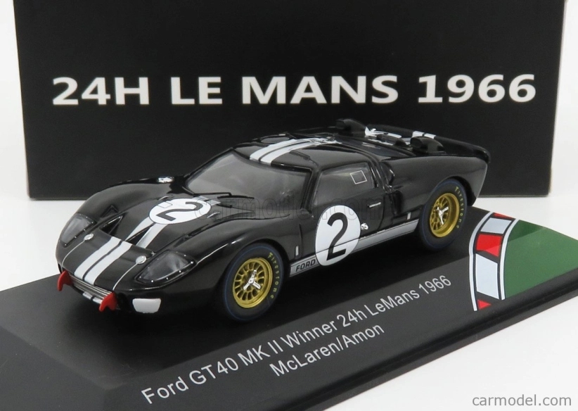 Cmr Ford usa Gt40 Mkii 7.0l V8 Team Shelby American Inc. N 2 Winner 24h Le Mans 1966 B.mclaren - C.amon 1:43 Černá Stříbrná