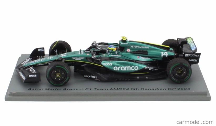 Spark-model Aston martin F1 Amr24 Team Aramco Cognizant N 14 Canada Gp 2024 Fernando Alonso 1:43 Zelená Černá
