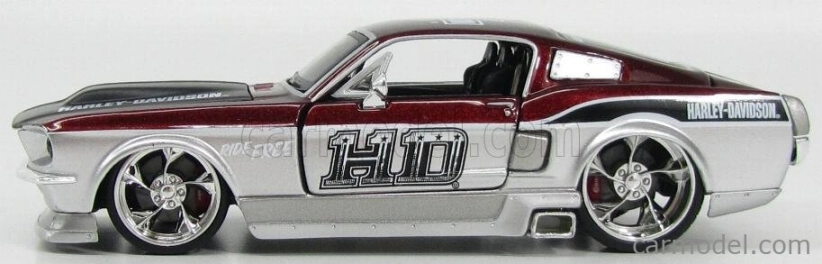 Maisto Ford USA Mustang Gt Custom Harley-Davidson 1967 1:24 Bordeaux Met Silver