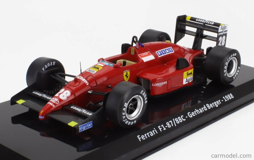 Edicola Ferrari F1  87/88c N 28 Season 1988 Gerard Berger - Con Vetrina - With Showcase 1:24 Červená Černá