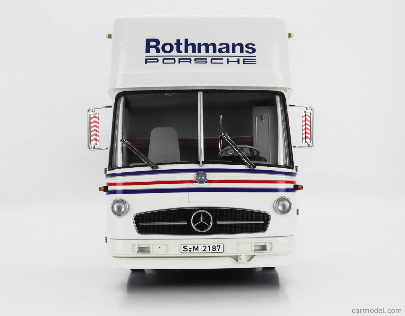Schuco Mercedes benz O317 Truck Car Transporter Porsche Rothmans 1984 1:18 Bílá Modrá
