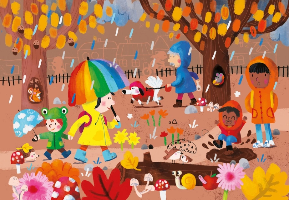 Vilac Drevená knižka s puzzle 4 ročné obdobia