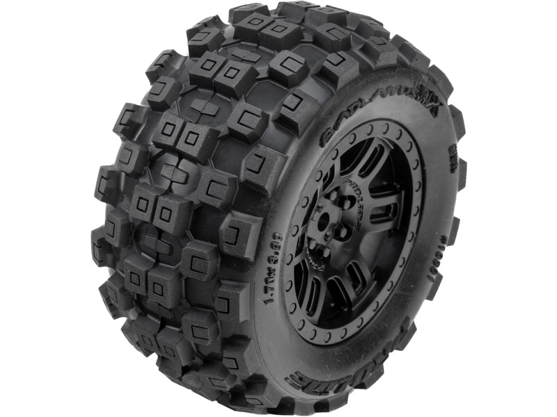 Pro-Line koleso 1:16, pneu Badlands, disk čierny H12mm (2): Arrma Mini Kraton