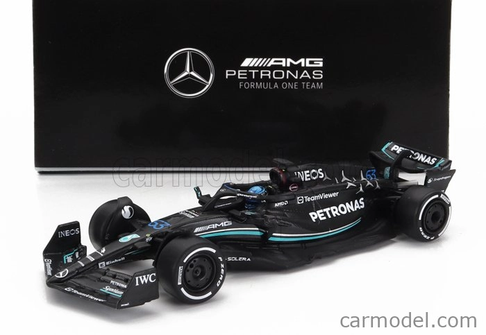 Spark-model Mercedes gp F1 W14 Team Mercedes-amg Petronas Formula One N 63 Season 2023 George Russel 1:64 Matt Black