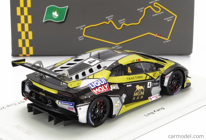 Spark-model Lamborghini Huracan Gt3 Evo Team Phantom Pro Racing N 4 4. Gt Cup Macau 2022 Ling Kang 1:43 Žltá čierna