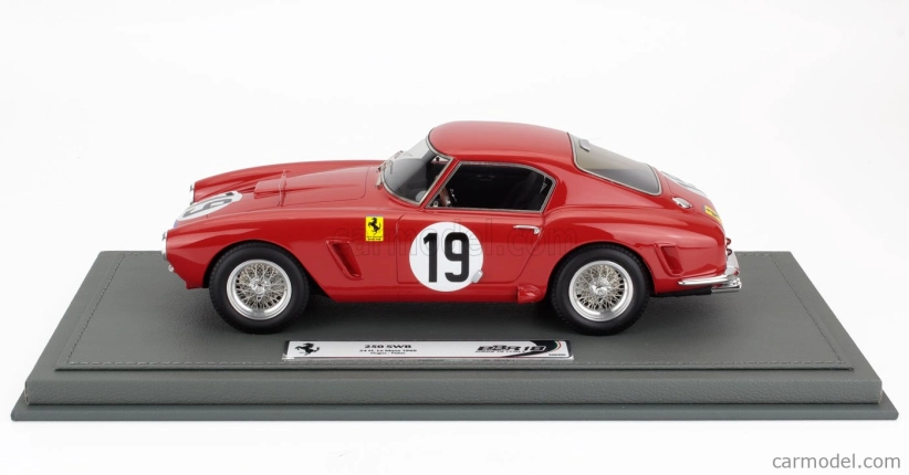 Bbr-models Ferrari 250gt Swb 3.0l V12 Team N.a.r.t. North American Racing N 19 24h Le Mans 1960 Ed Hugus - Augie Pabst - Con Vetrina - With Showcase 1:18 Red