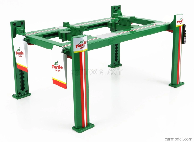 Príslušenstvo Greenlight Turtle Wax Garážová súprava Officina - Ponte Sollevatore Auto - Four Post Lift 1:18 zelená
