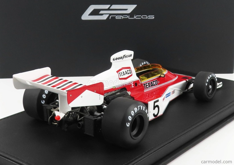 Gp-repliky Mclaren F1 M23 Ford Texaco N 5 Víťaz belgických pretekov Emerson Fittipaldi 1974 Majster sveta 1:18 Červená biela