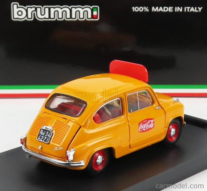 Brumm Fiat 600 I Series Veicolo Publicitario Coca-cola Olimpiadi Di Roma 1960 1:43 Žltá