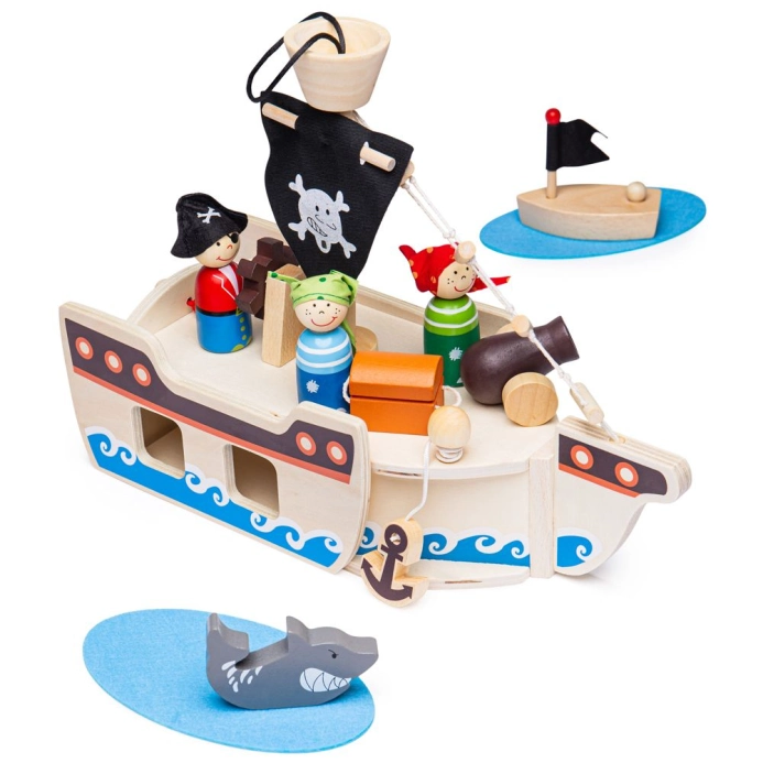 Bigjigs Toys Pirátská loď s piráty - poškozený obal