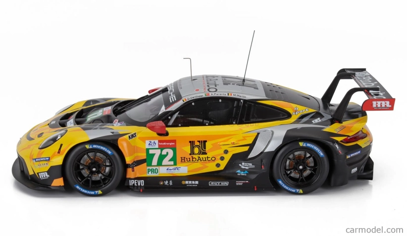 Ixo-models Porsche 911 991-2 Rsr Team Hubauto Racing N 72 24h Lemans 2021 Maxime Martin - Alvaro Parente - Dries Vanthoor 1:18 Žlutá