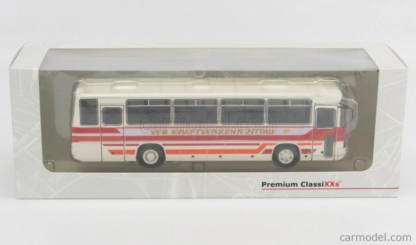 Premium classixxs Ikarus 256 Bus Veb Kraftverkehr Zittau 1988 1:43 Biela červená oranžová