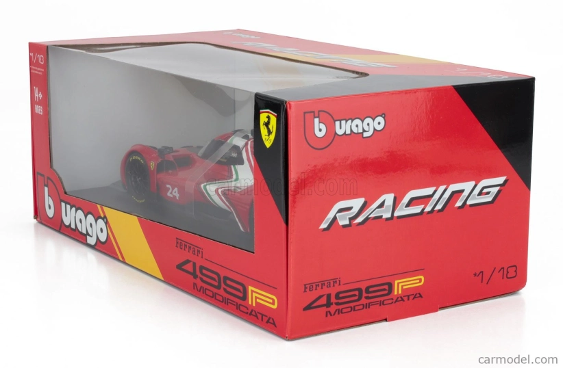 Bburago Ferrari 499p 3.0l Turbo V6 N 24 Modificata 2024 1:18 červená žltá čierna