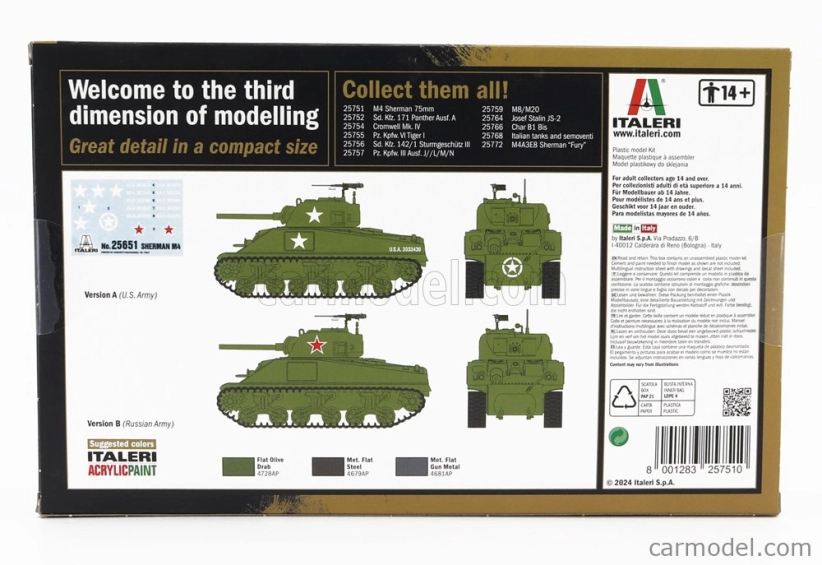 Talianeri Tank M475mm Sherman Miltary 1945 1:56 /