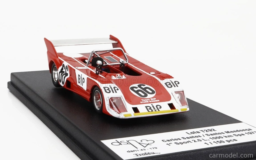 Trofeu Lola T292 N 66 Winner Sport 2.0l Trieda 1000km Spa 1973 Carlos Santos - Santos Mendonca 1:43 Červená Biela