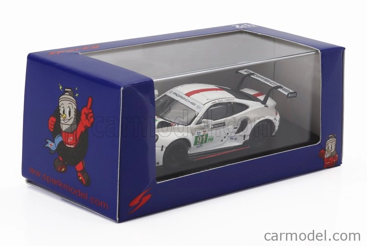 Spark-model Porsche 911 991-2 4.2l Team Porsche Gt N 91 Winner Lmgte Pro Class 24h Le Mans 2022 Gianmaria Bruni - Richard Lietz - Frederic Makowiecki 1:64 Bílá Šedá Červená