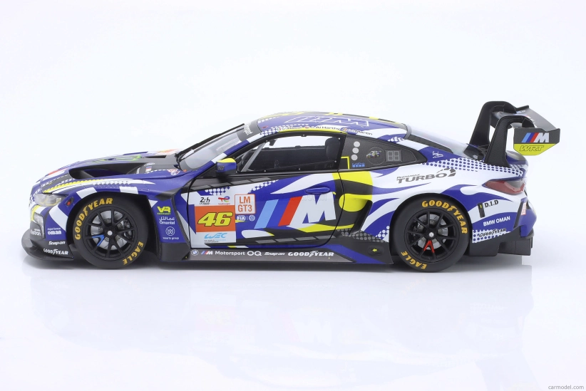Minichamps BMW 4-series M4 Gt3 Team Wrt N 46 24h Le Mans 2024 Valentino Rossi - Maxime Martin - Ahmad Al Harthy 1:18 Modrá Bílá Černá