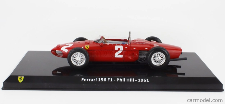 ROZBALENÉ – Edicola Ferrari F1 156 N 2 World Champion Season 1961 Phil Hill – s vitrínou – 1:24 červená