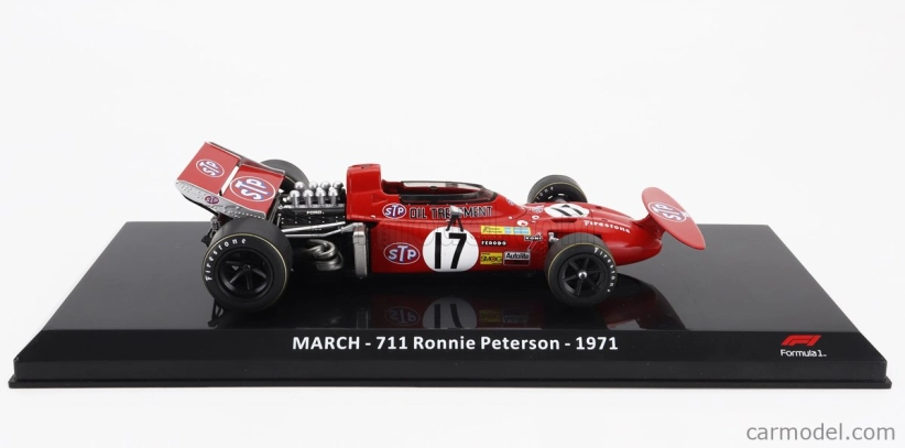 Edicola March F1 711 Team Stp N 17 Season 1971 Ronnie Peterson - Con Vetrina - s vitrínou 1:24 Red