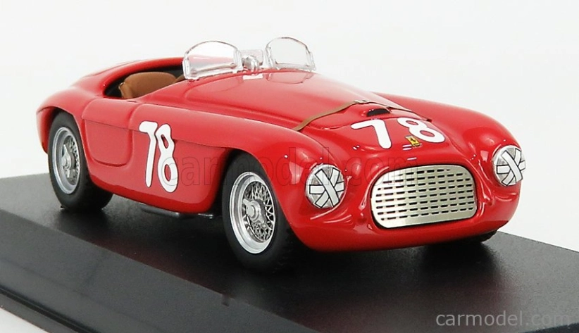 Art-model Ferrari 166mm Barchetta Ch.0034 N 78 2nd Coppa D'oro Di Sicilia 1951 P.marzotto 1:43 Červená