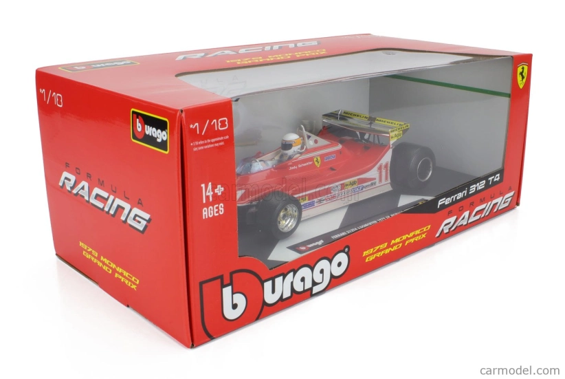 Bburago Ferrari F1 312t4 Short Tail N 11 Winner Monaco Gp Jody Scheckter (with Pilot) 1979 World Champion 1:18 Red