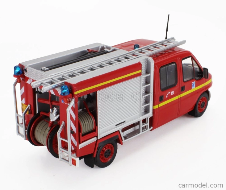 Edicola Citroen Jumper Doble Cabine Centre De Secours De L'aisne Hasičské auto 2002 1:43 Červená biela strieborná