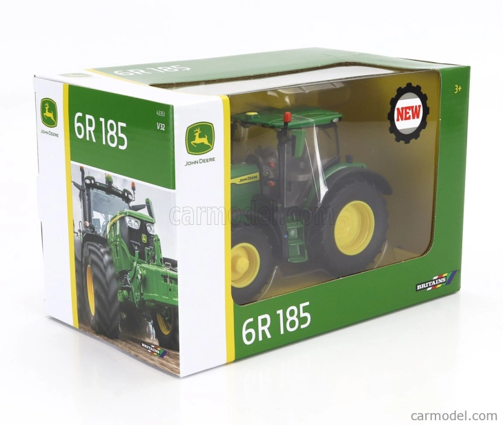 Britains John deere 6r 185 Tractor 2022 1:32 Zelená Žlutá