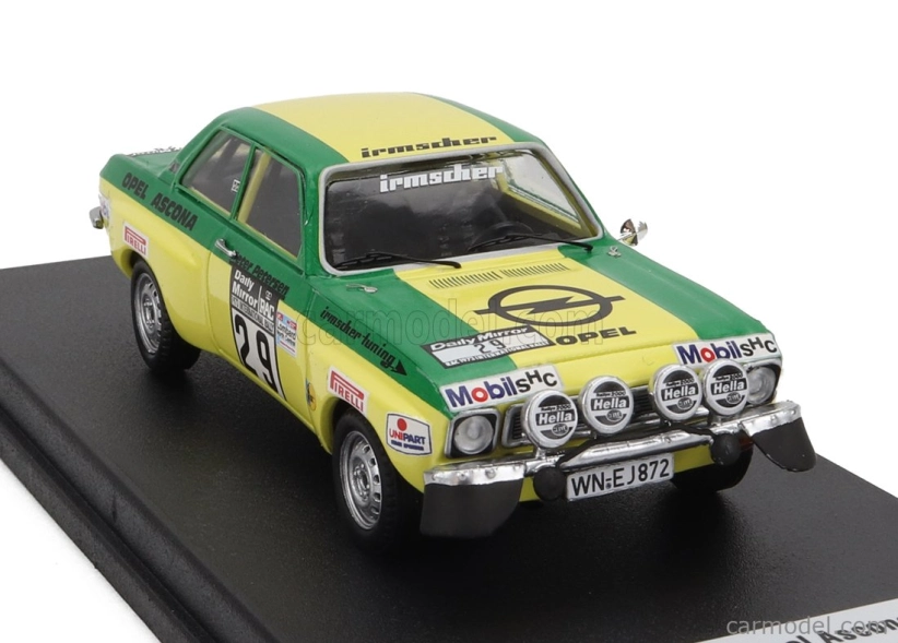 Trofeu Opel Ascona 1.9 Sr (night Version) N 29 8th Rally Rac Lombard 1973 Lars Carlsson - Peter Petersen 1:43 Zelená Žlutá