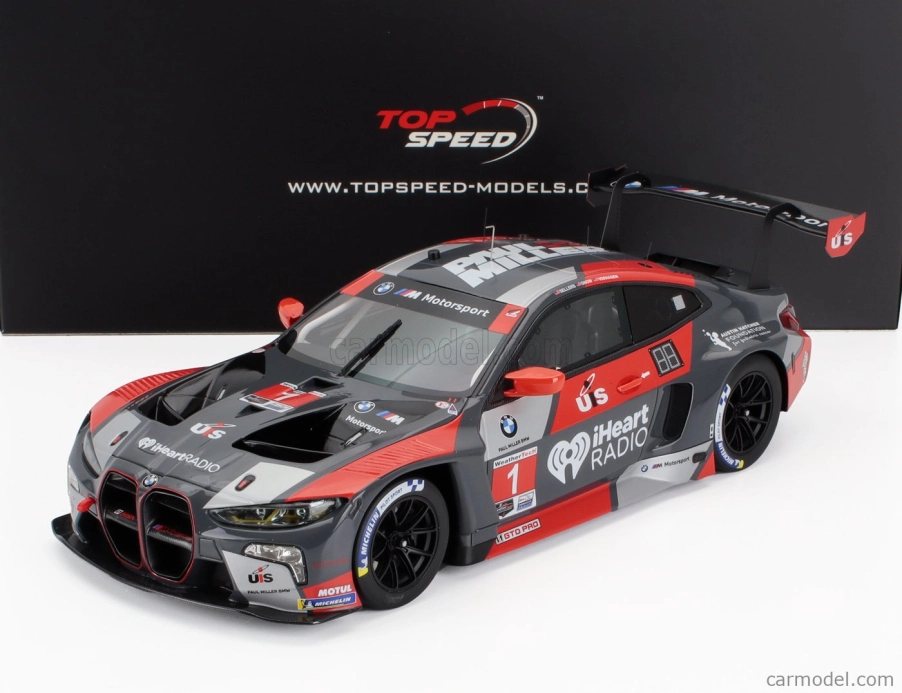 Truescale BMW radu 4 M4 Gt3 Team Paul Miller Racing N 1 12h Sebring 2024 Bryan Sellers - Madison Snow - Neil Verhagen 1:18 Sivá červená