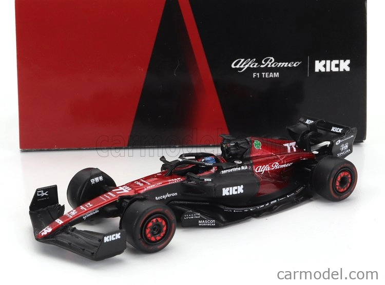 Spark model Alfa romeo F1 C43 Team Stake N 77 Season 2023 Valtteri Bottas 1:64 Black Red