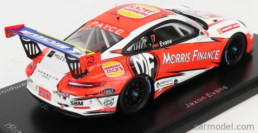 Spark-model Porsche 911 991 Gt3 N 7 Porsche Carrera Cup Australian Champion 2018 J.evans 1:43 Bílá Oranžová