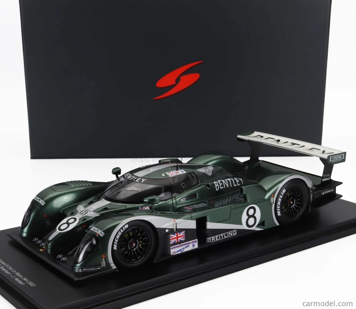 Spark-model Bentley Exp Speed 8 4.0l Turbo V8 Team Bentley N 8 2nd 24h Le Mans 2003 Johnny Herbert - David Brabham - Mark Blundell 1:18 Green Met