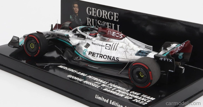 Minichamps Mercedes gp F1 W13e Team Mercedes-amg Petronas F1 N 63 4. Bahrain Gp 2022 George Russel 1:43 Strieborná zelená