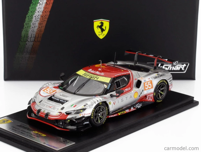 Looksmart Ferrari 296 Gt3 3.0l Turbo V6 Team Vista Af Corse N 55 24h Le Mans 2024 Alessio Rovera - Francois Heriau - Simon Mann 1:43 Silver Red