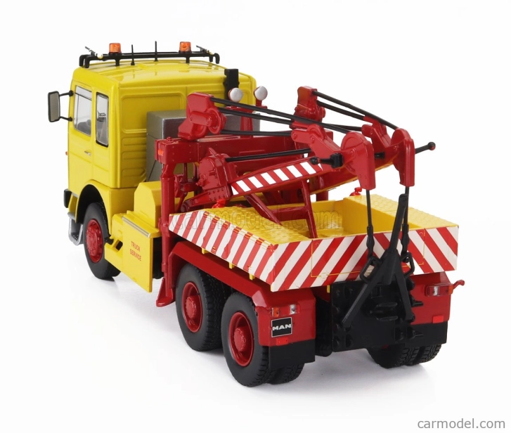 Ixo-models MAN F8 26.281 Tractor Truck 3-assi 1982 - Carro Attrezzi - Wrecker Road Service 1:43 Žlto-červená