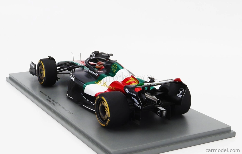 Spark-model Alfa romeo F1  C43 Team Stake N 77 Monza Italy Gp 2023 Valtteri Bottas 1:18 Černá Červená Bílá Zelená