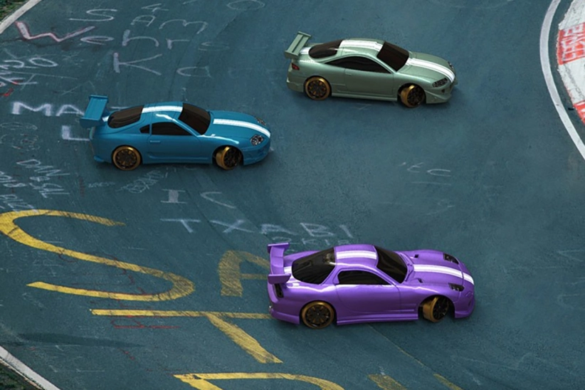 RC auto 1/76 C61 DRIFT RTR, fialové